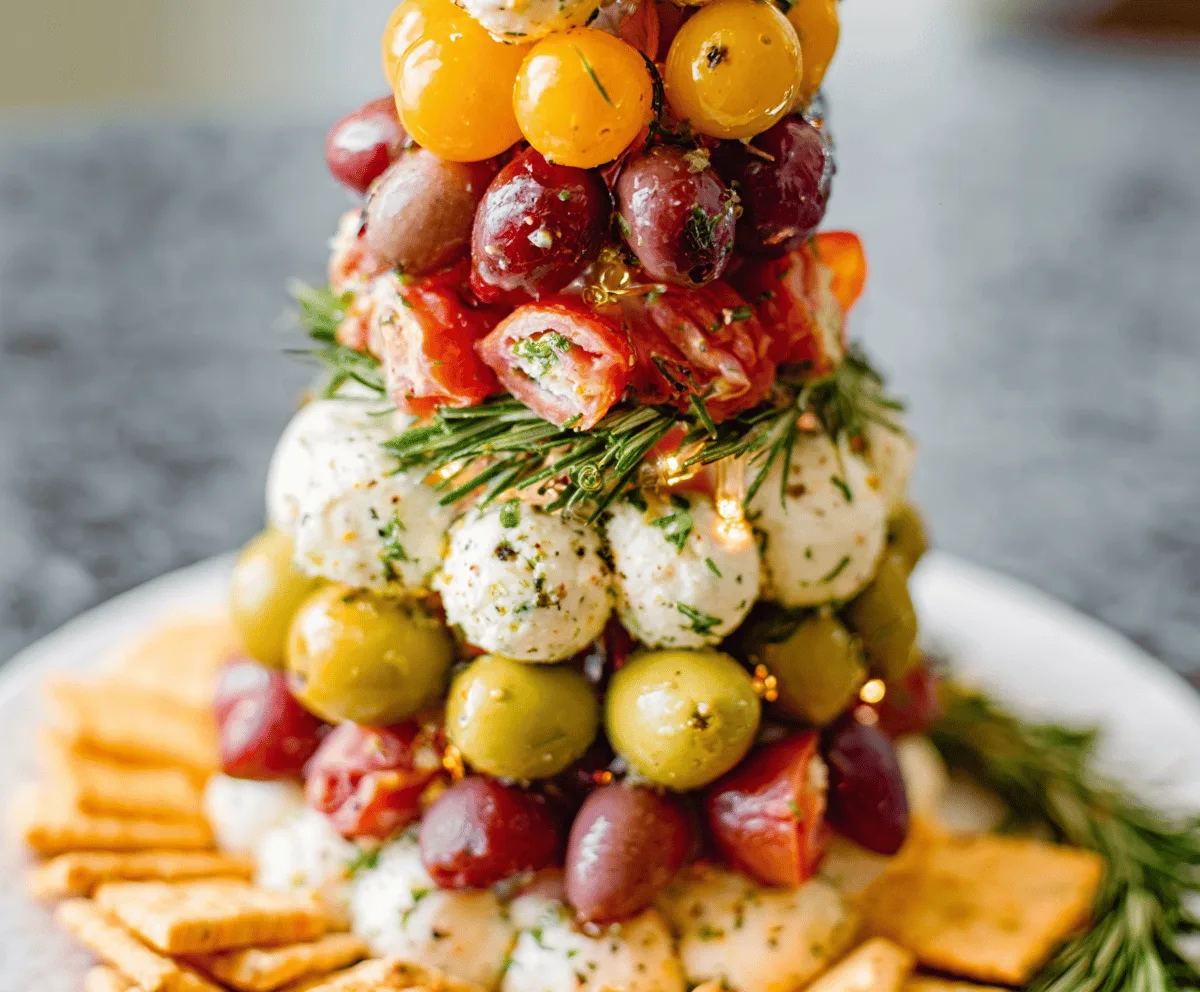 Festive Antipasto Christmas Tree Cheese Ball