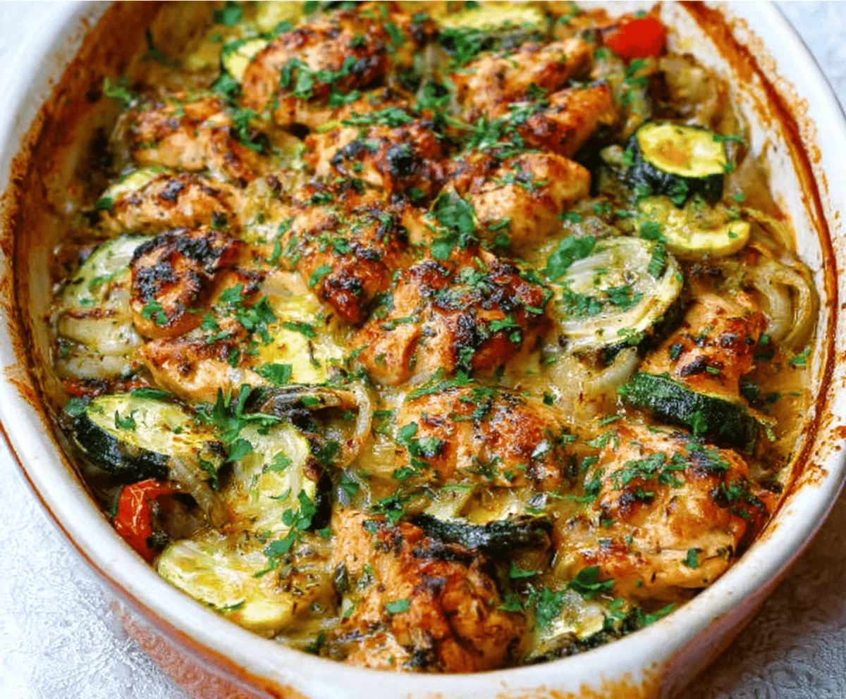 Easy Mediterranean Chicken Zucchini Bake