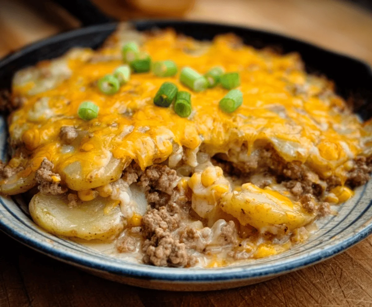 Cheesy Ground Beef & Potatoes Bake