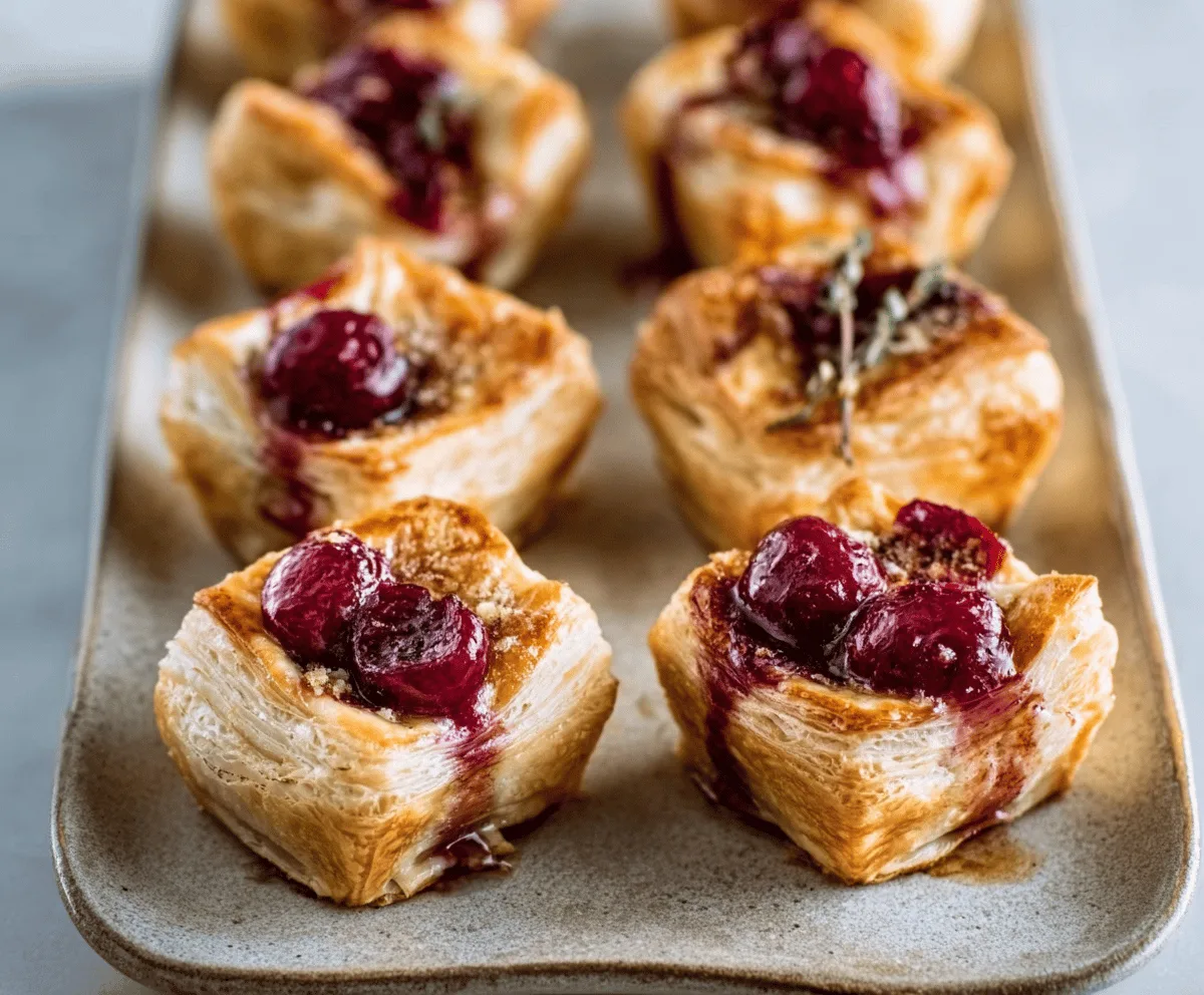 Easy Cranberry Brie Puff Pastry Bites