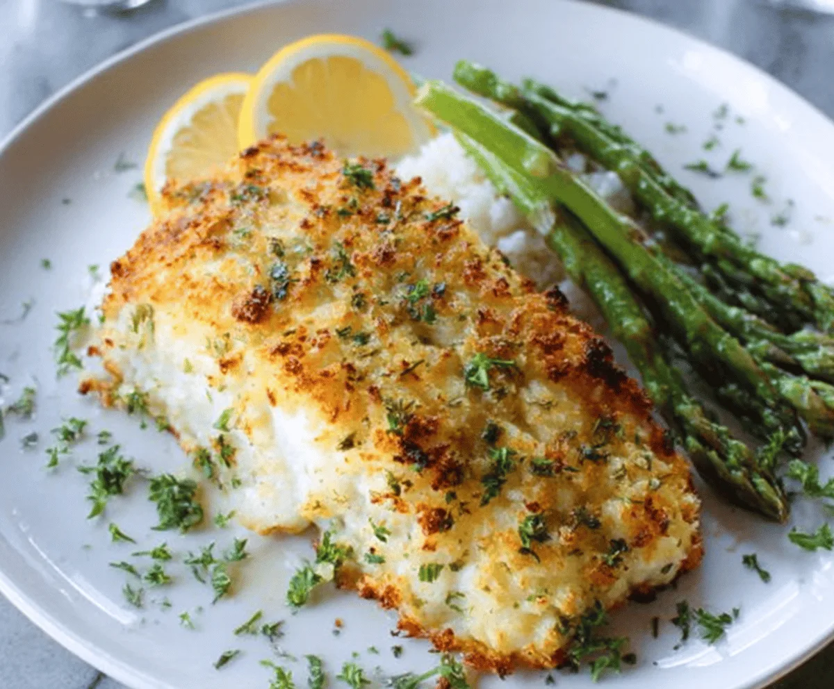 Crispy Garlic Parmesan Halibut