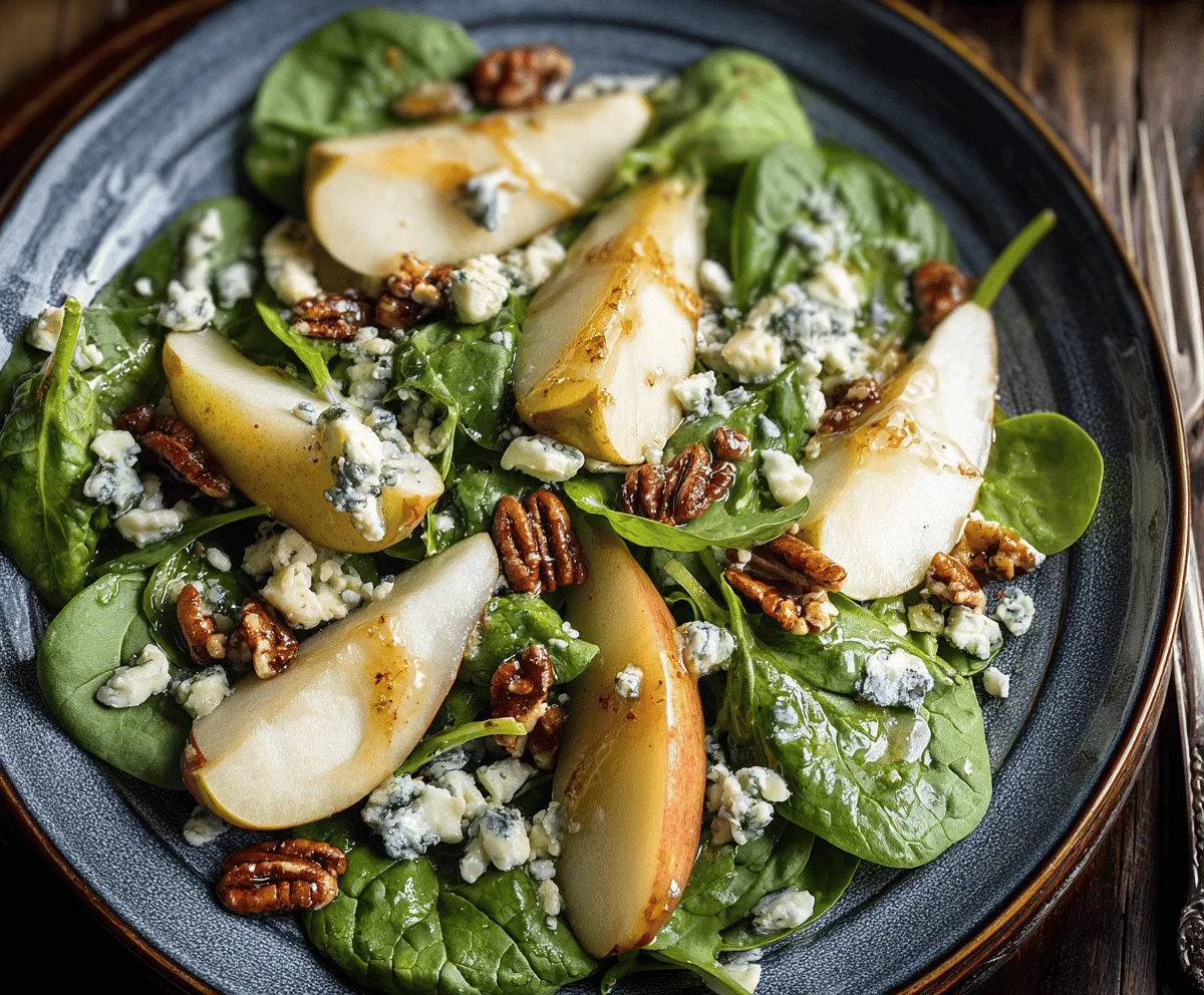 Fresh Pear & Gorgonzola Spinach Salad