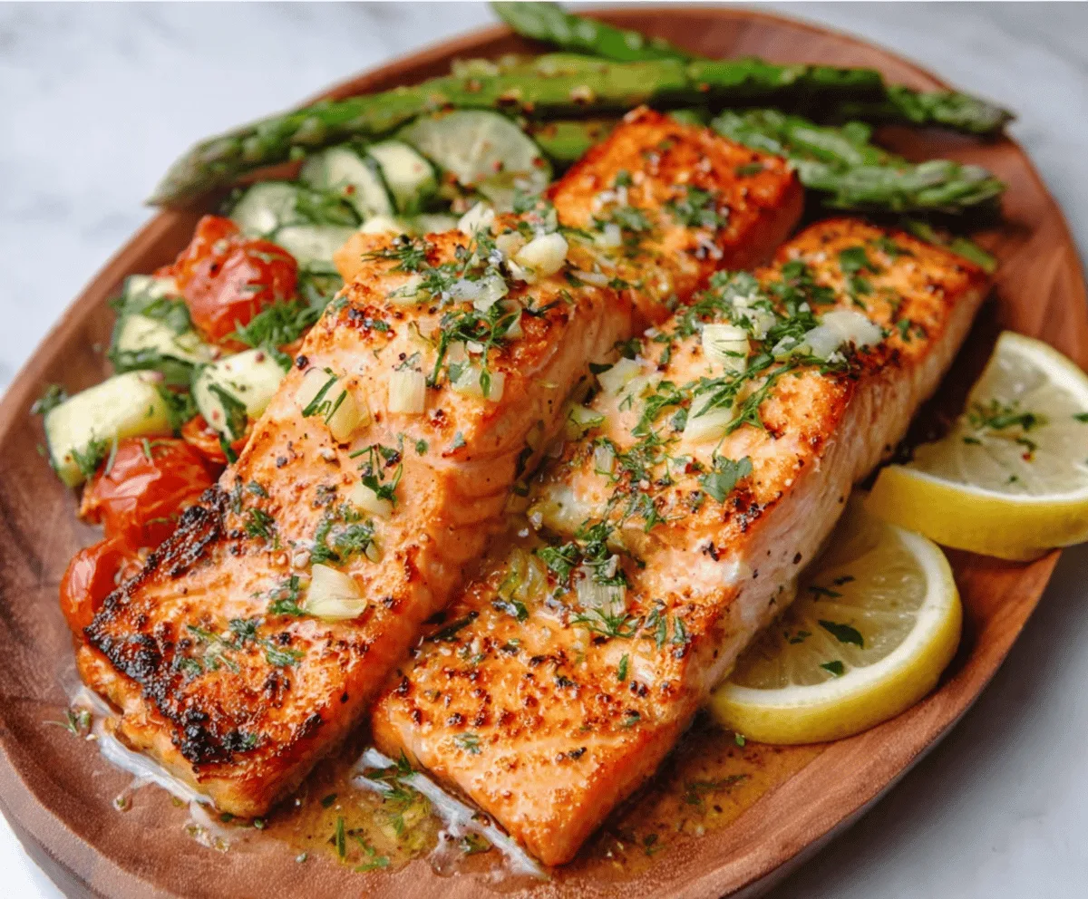Easy Salmon with Garlic Lemon Butter Sauce