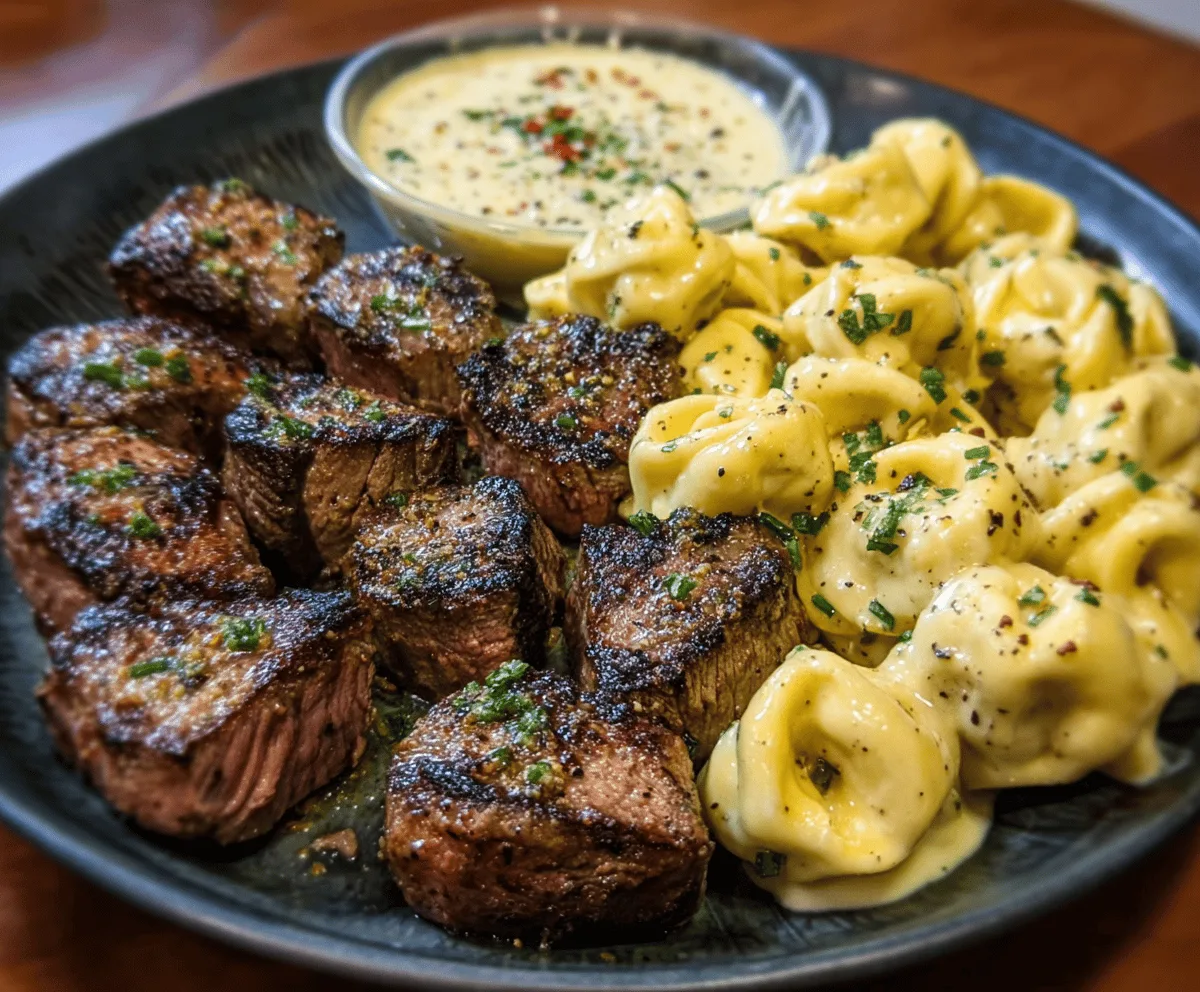 Sizzling Butter Steak Bites & Alfredo Tortellini