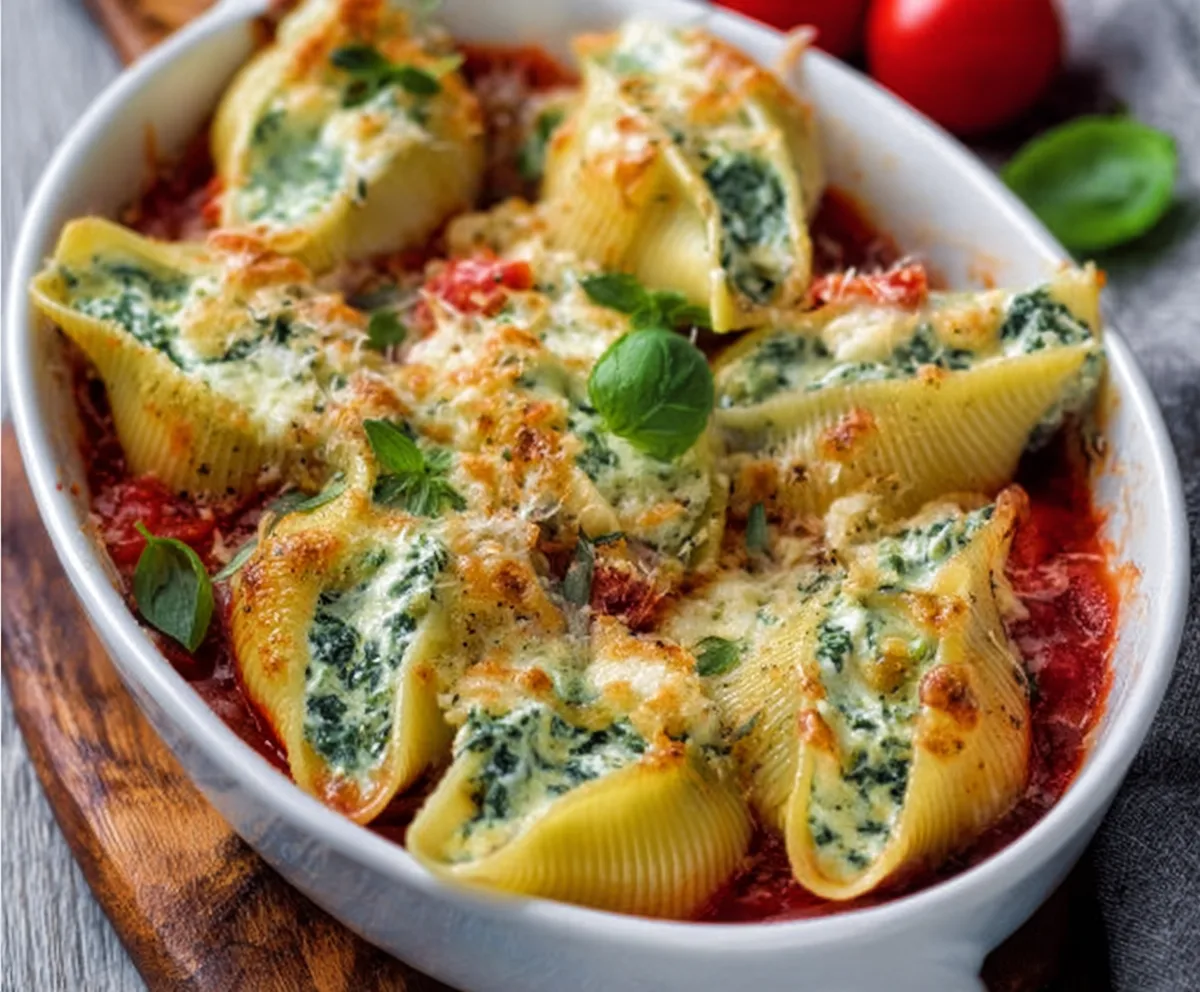 Easy Spinach Ricotta Stuffed Shells