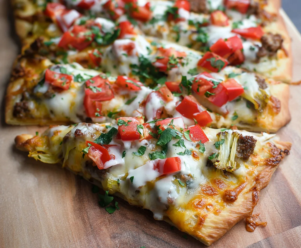 Easy Ground Beef Flatbread Pizza