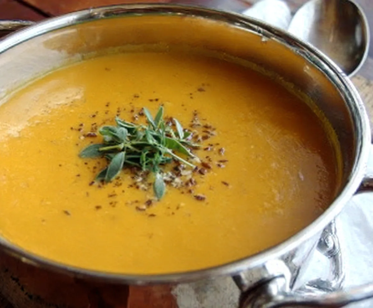 Creamy Herb-Crusted Butternut Squash Soup