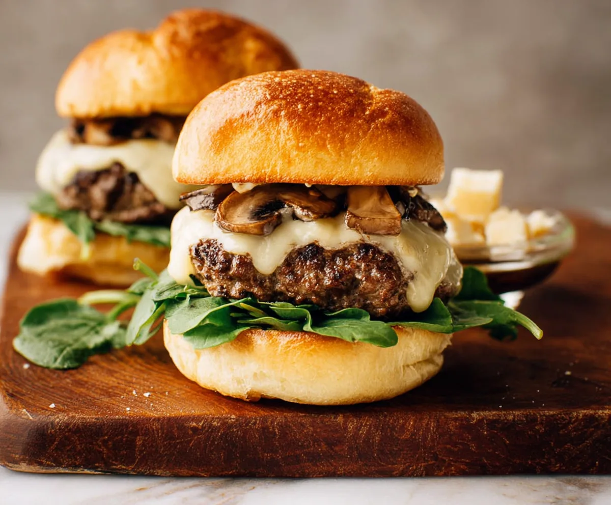 Juicy Mushroom Swiss Beef Burgers