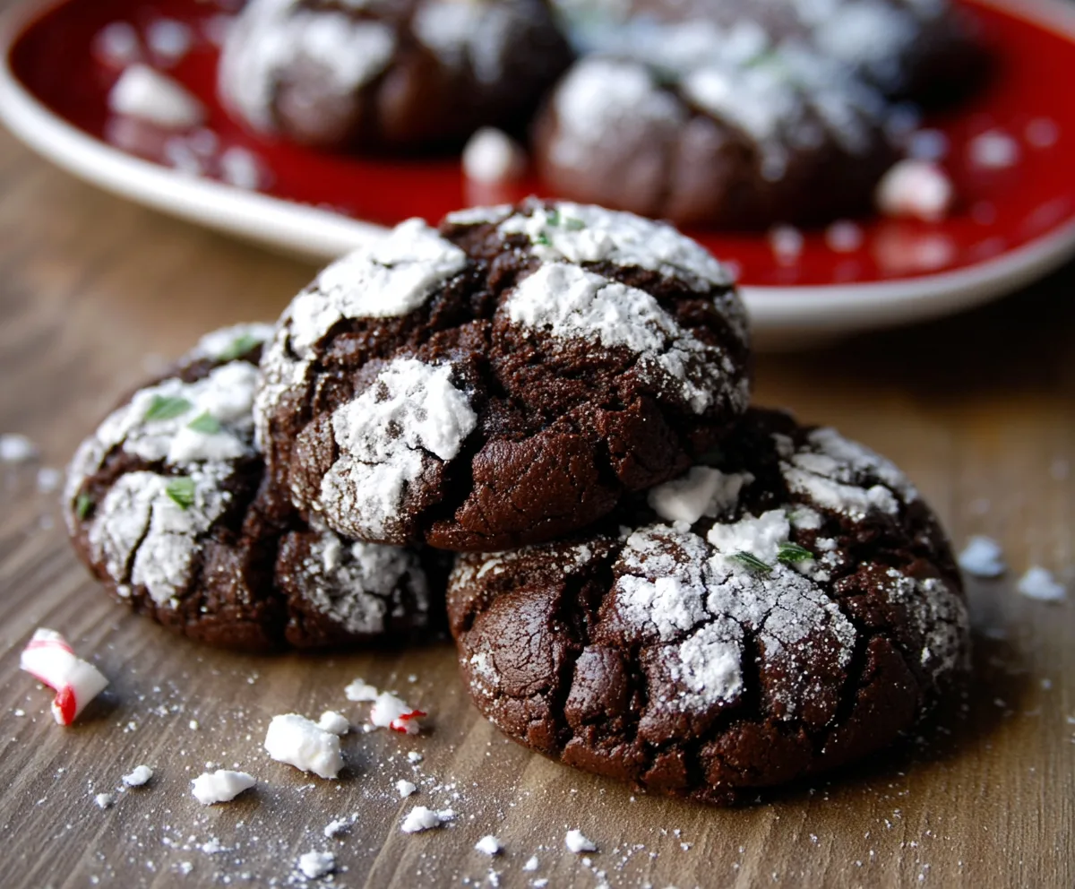 Easy Peppermint Mocha Crinkle Cookies