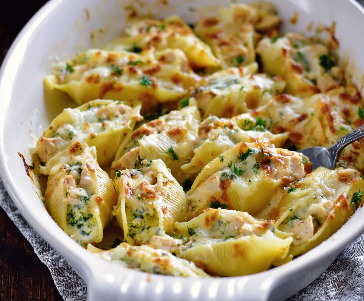 Easy Chicken Alfredo Stuffed Shells