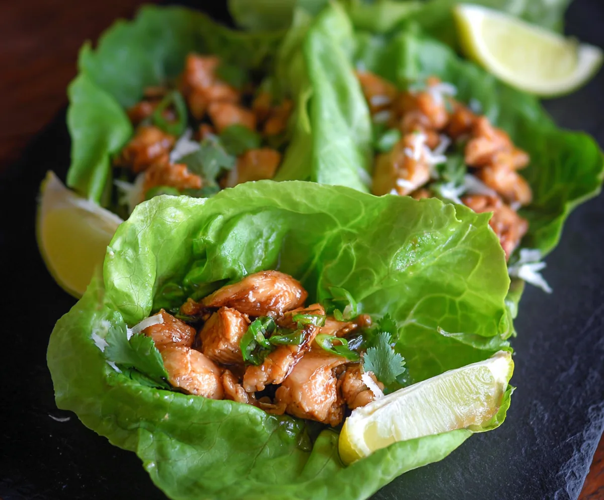 Easy Honey Lime Chicken Lettuce Wraps