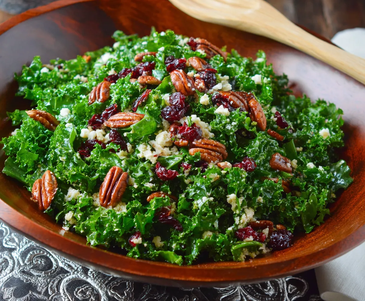 Fresh Kale Cranberry Salad with Pecans
