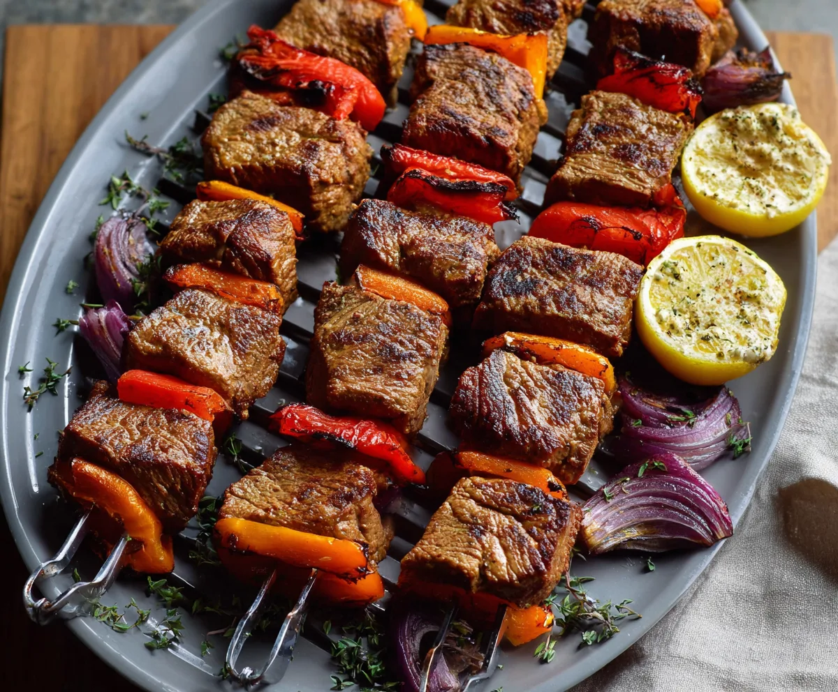 Easy Mediterranean Lemon Beef Kebabs