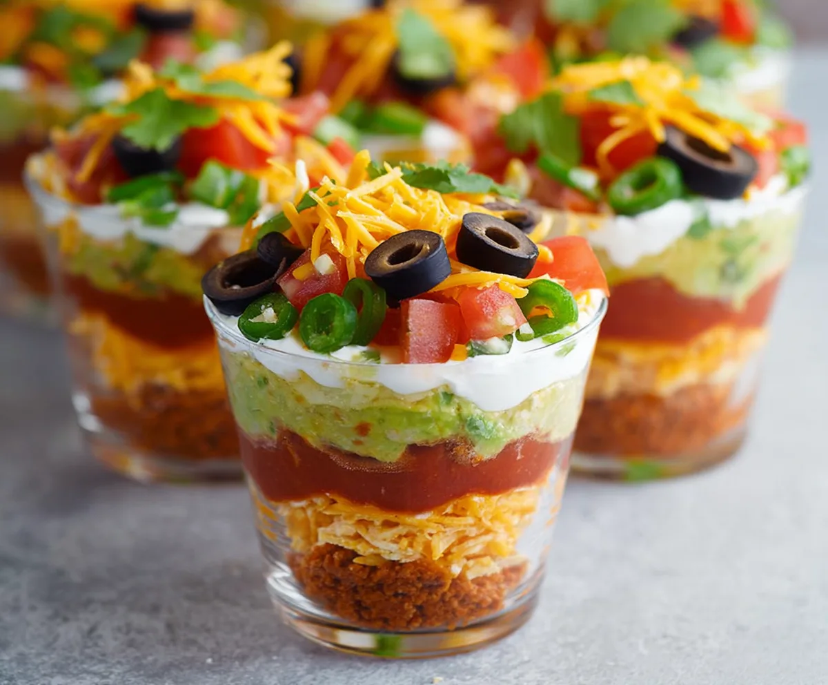 Easy Seven Layer Dip Cups