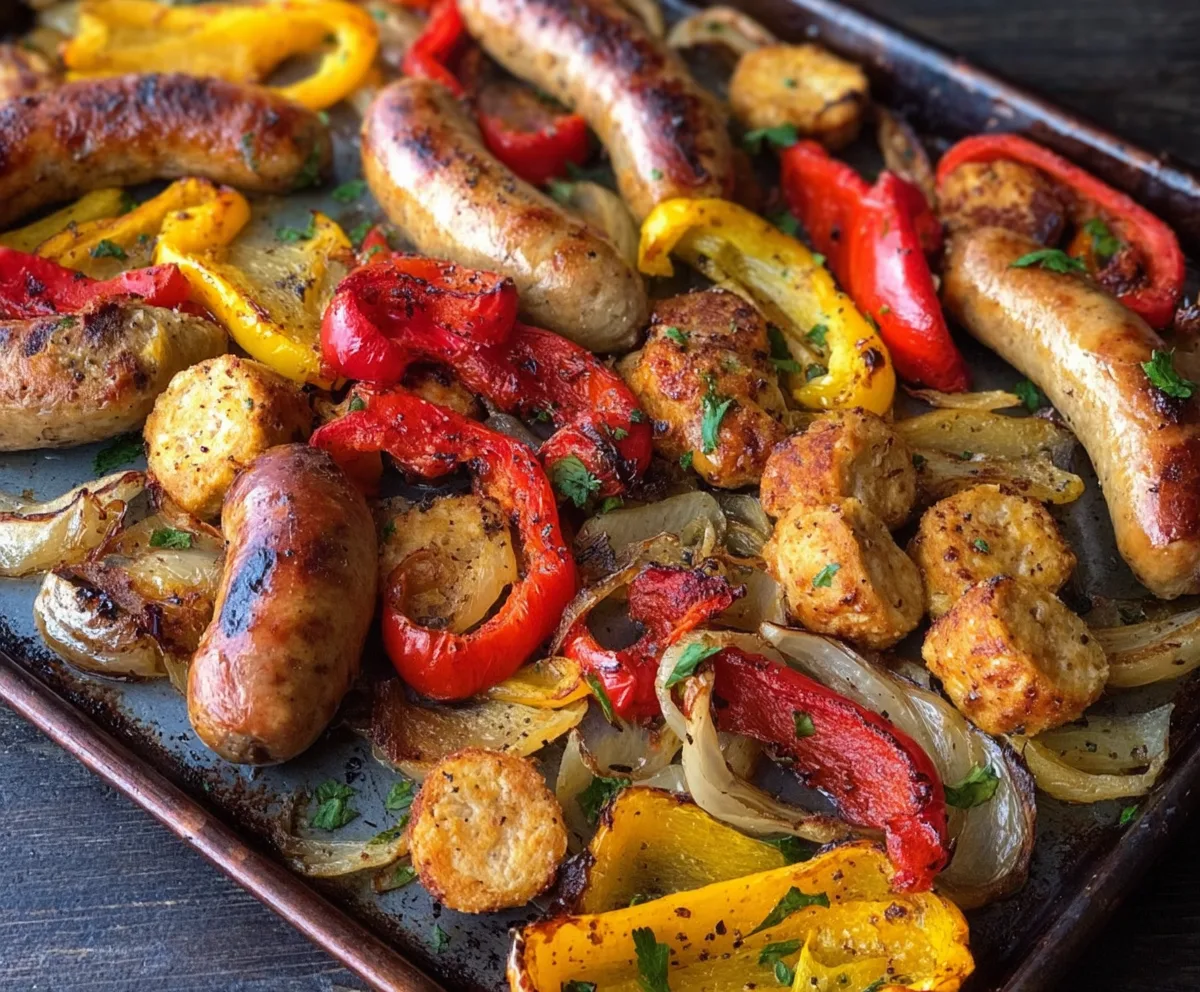 Easy Sheet Pan Sausage & Peppers