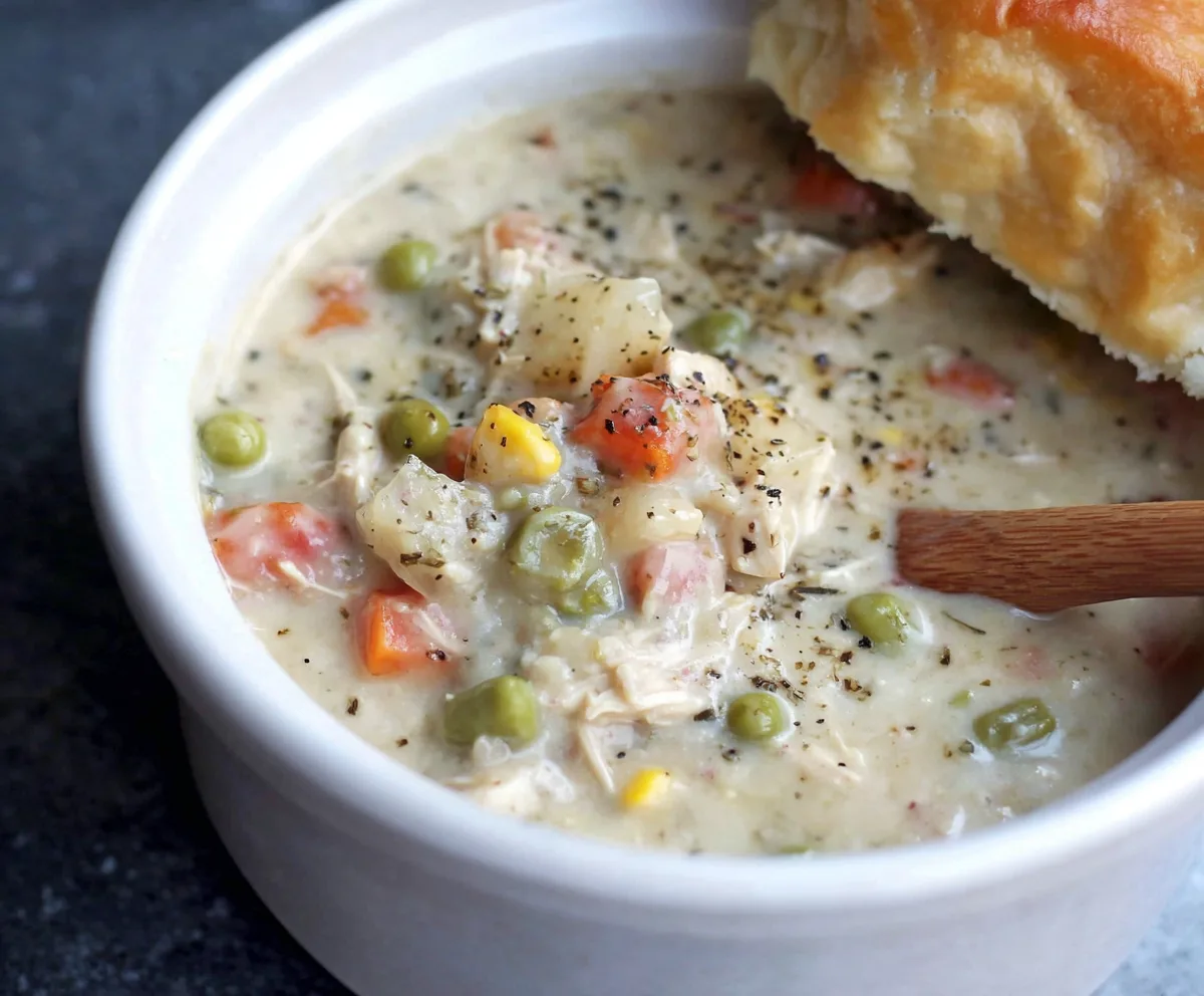 Easy Slow Cooker Chicken Pot Pie Soup