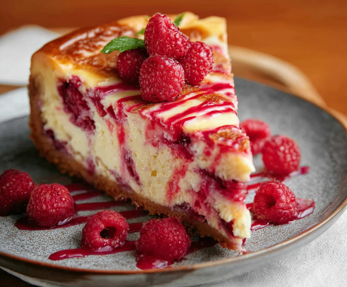 Easy White Chocolate Raspberry Cheesecake