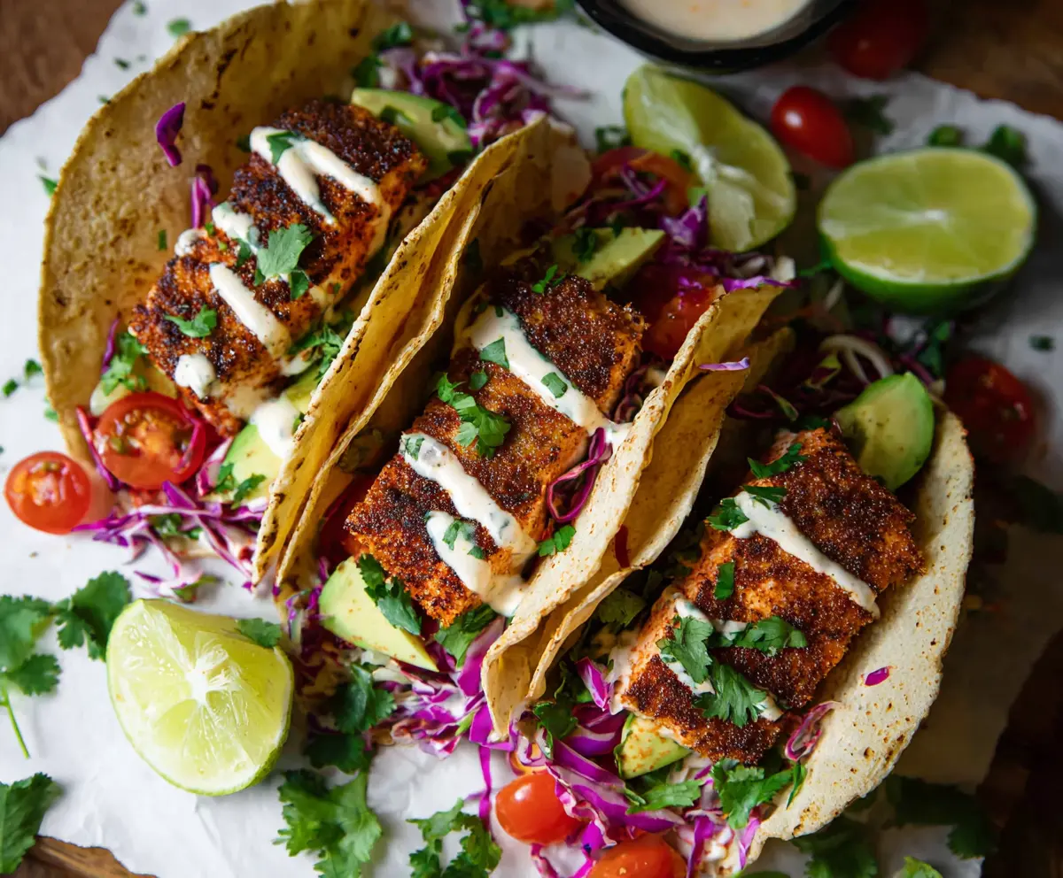 Easy Cajun Blackened Salmon Tacos