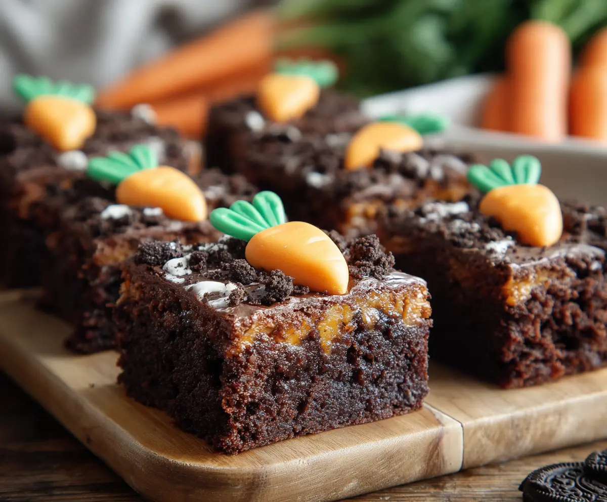 Carrot Patch Brownies with Oreo Crumbs