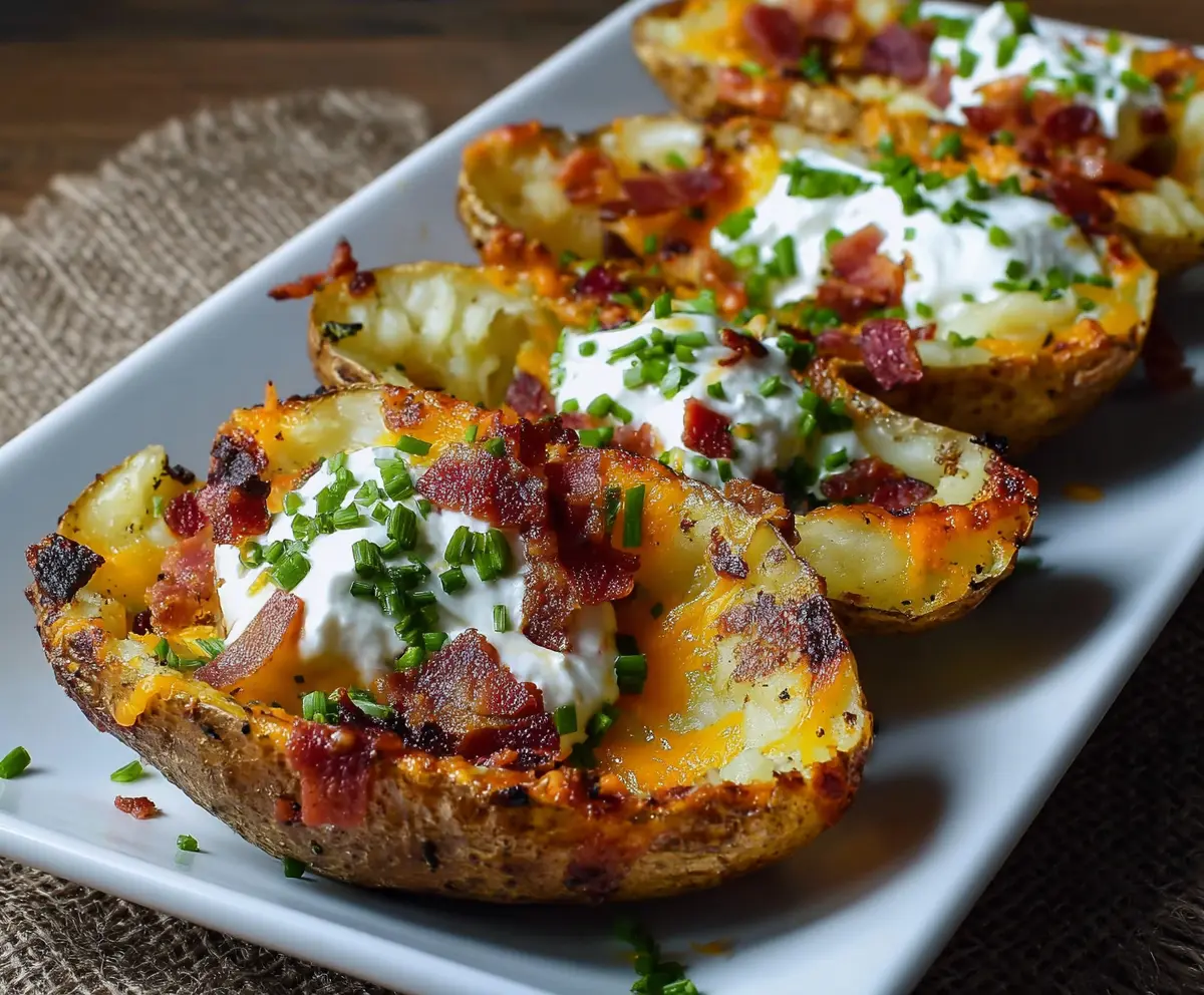 Loaded Potato Skins with Bacon & Cheddar