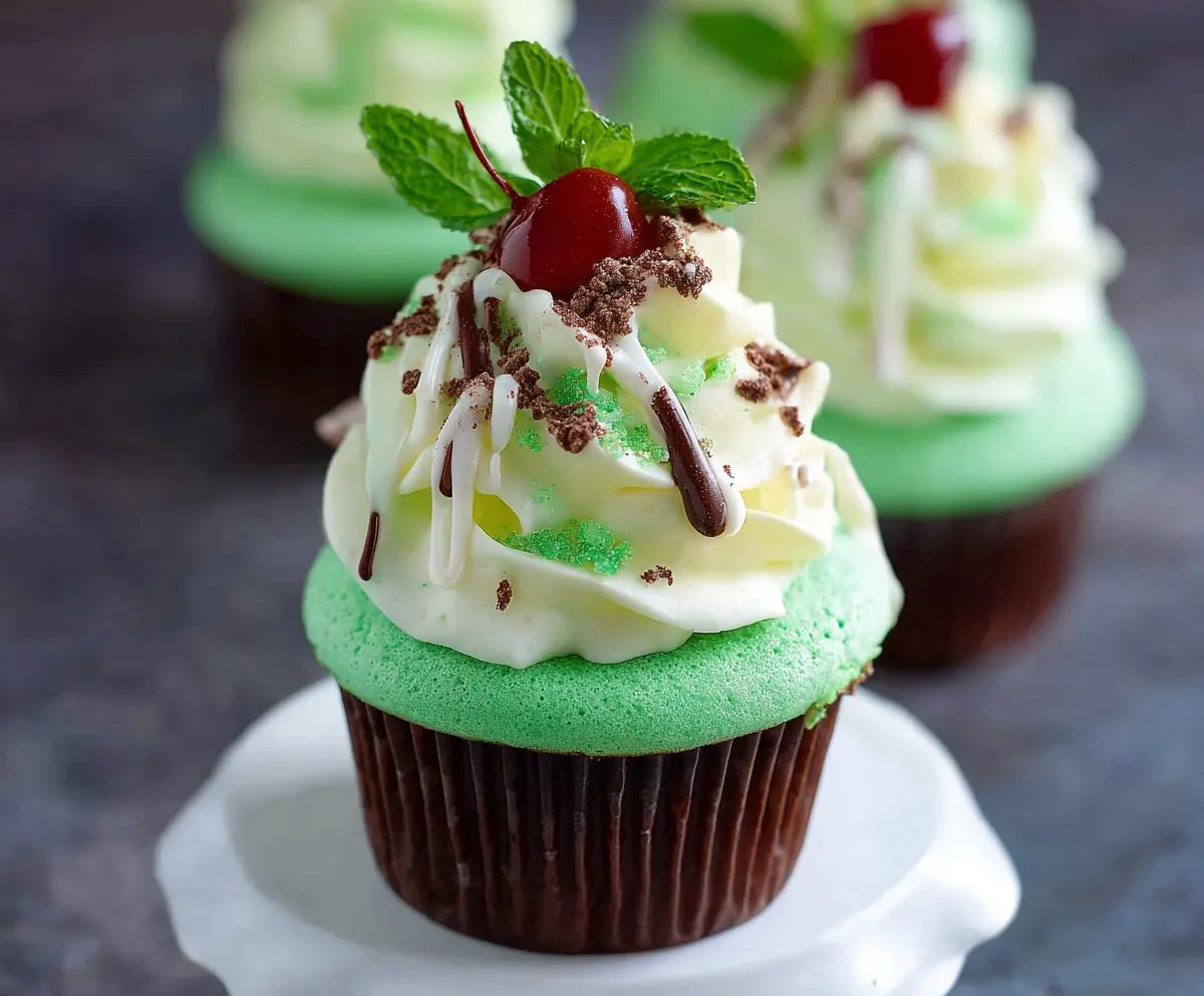 Mint Chocolate Shamrock Cupcakes
