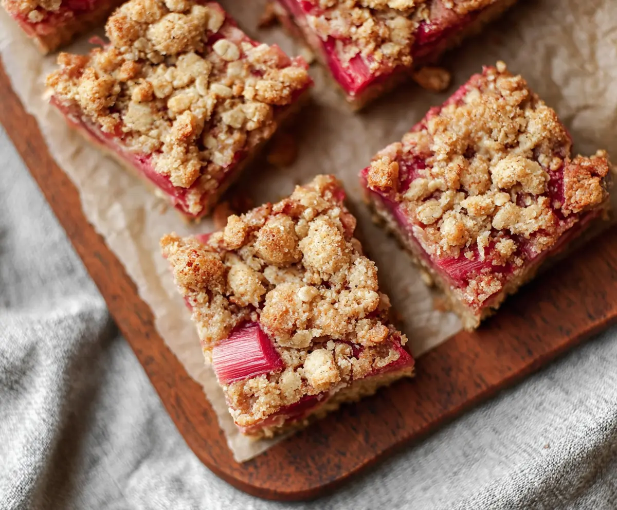 Easy Rhubarb Oat Crumble Bars
