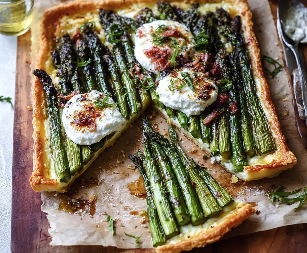 Roasted Asparagus Burrata Tart Recipe