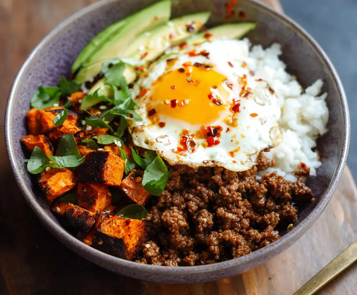 Easy Ground Beef Hot Honey Bowl