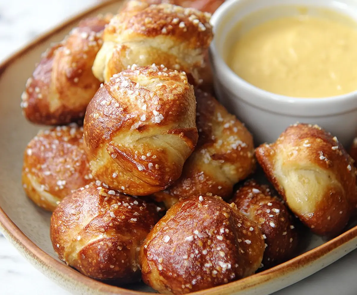 Soft Pretzel Bites with Cheddar Dip