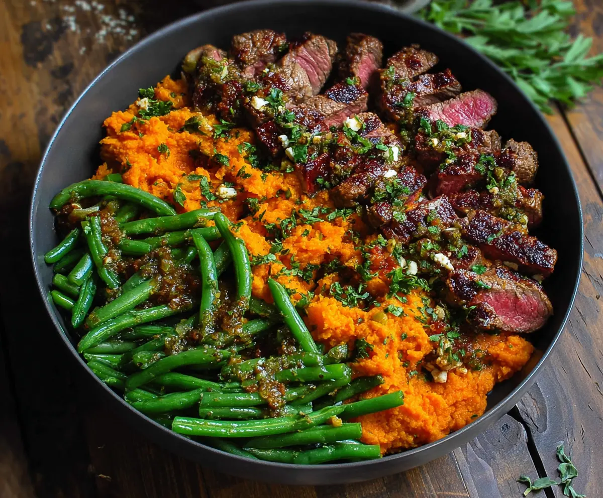 Easy Steak Bowl with Sweet Potato & Green Beans