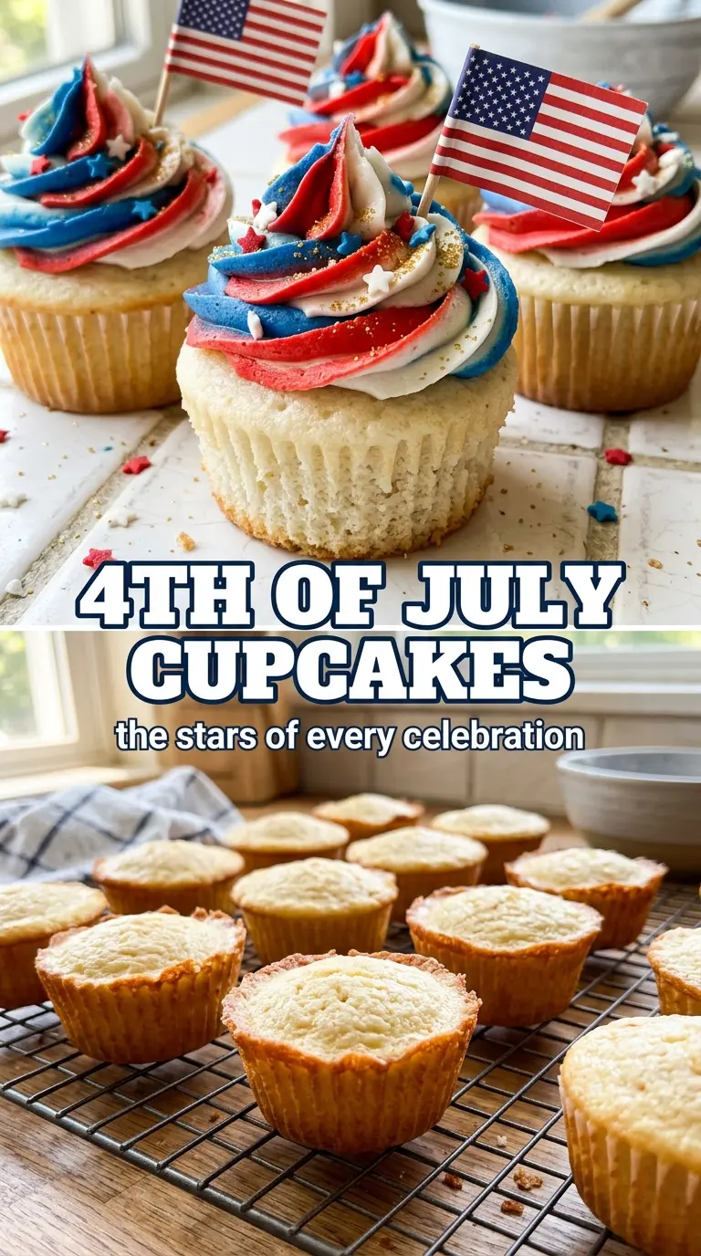 4th of July Patriotic Cupcakes red white blue