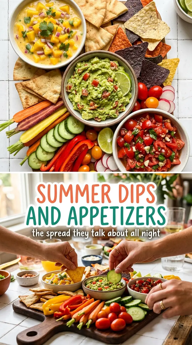 Summer Dips and Appetizers colorful creamy fresh