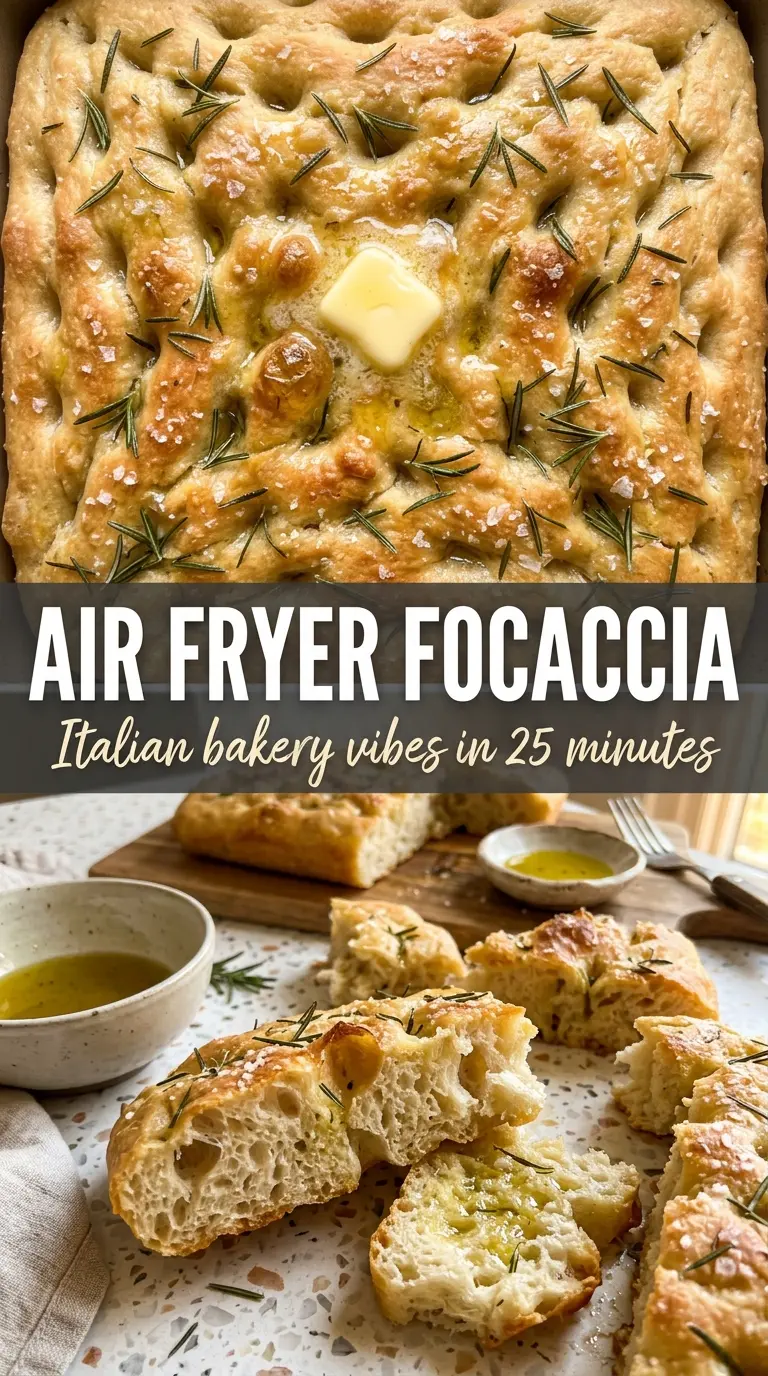 Air fryer focaccia golden rosemary chewy