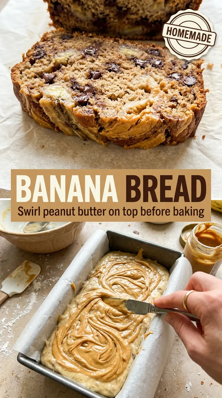 Banana Bread with Peanut Butter Swirl moist chocolate-chip