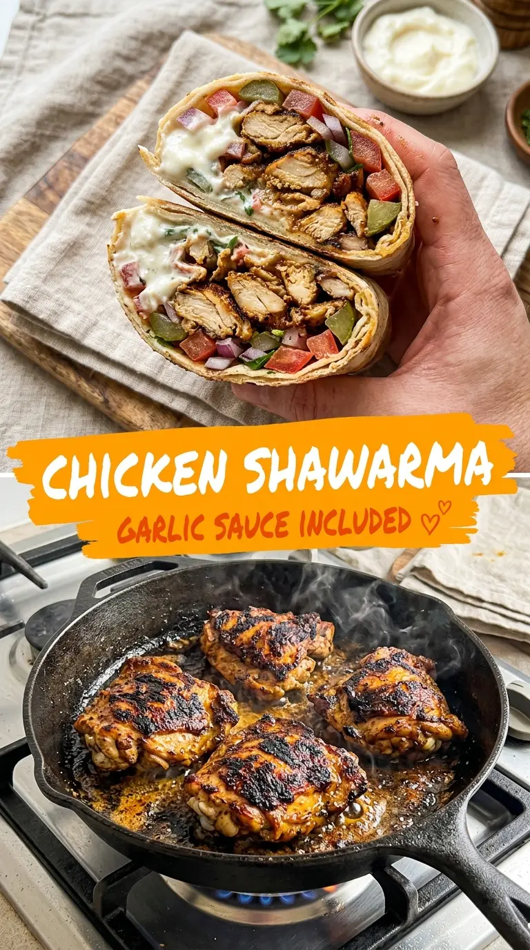Chicken Shawarma with Garlic Sauce charred golden juicy