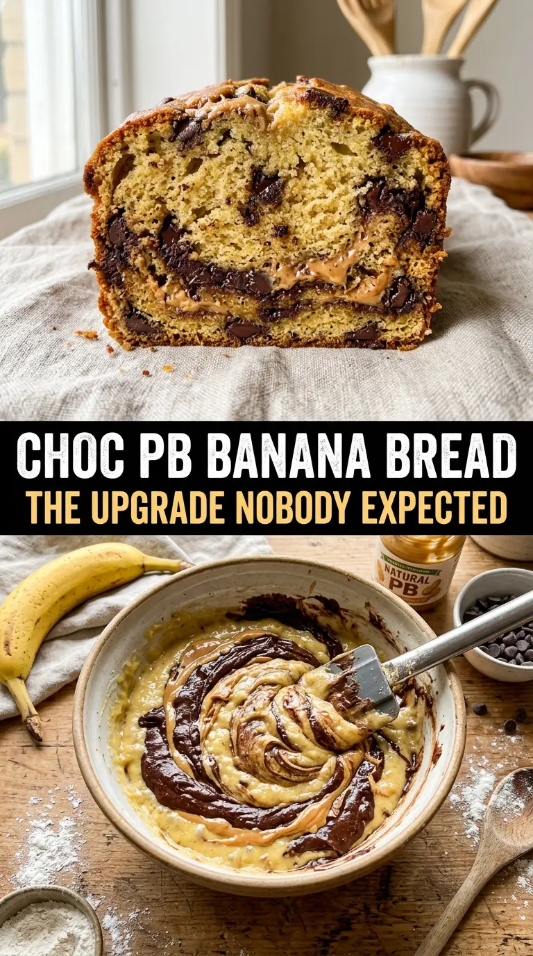 Chocolate peanut butter banana bread moist swirled chocolate