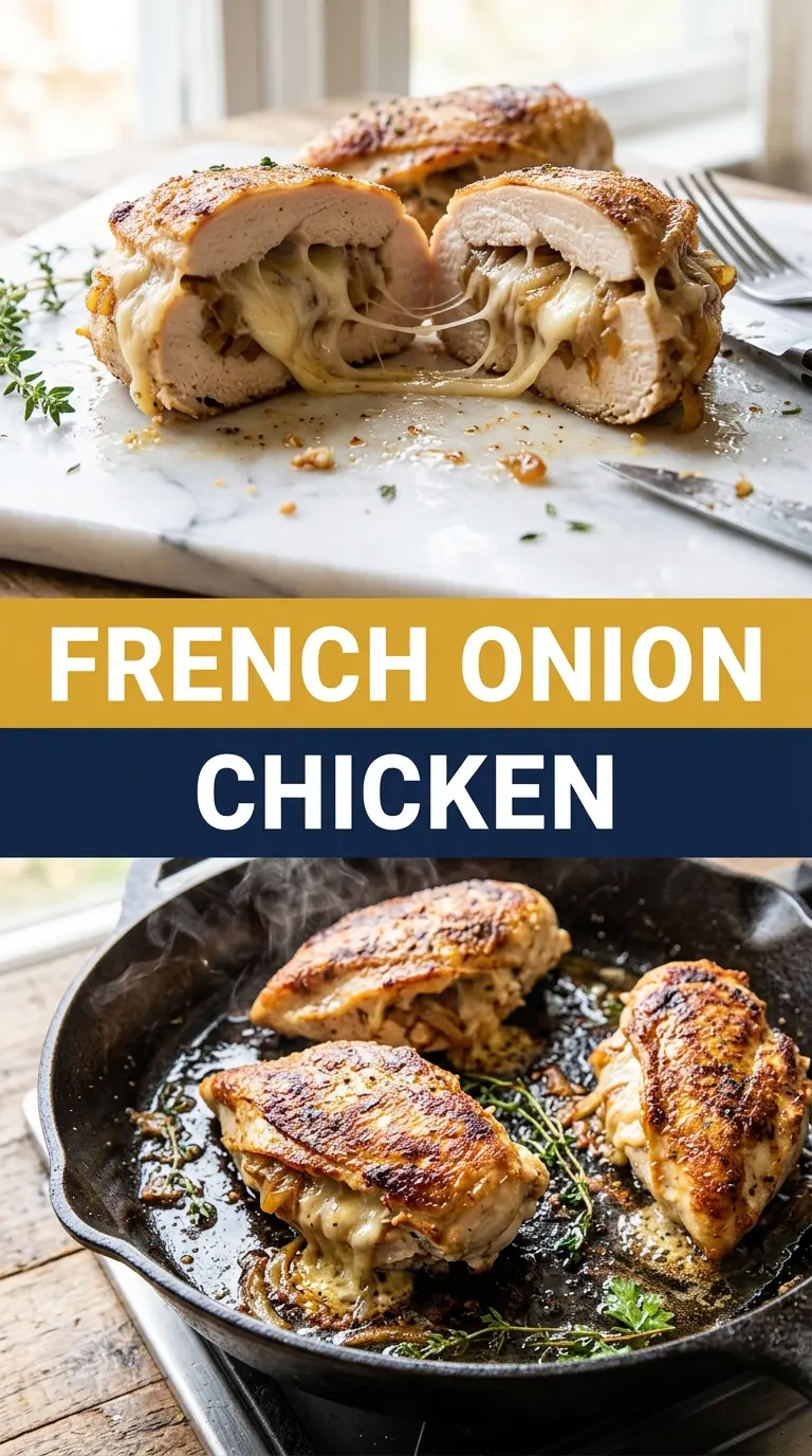 French Onion Stuffed Chicken jammy onions cheesy filling