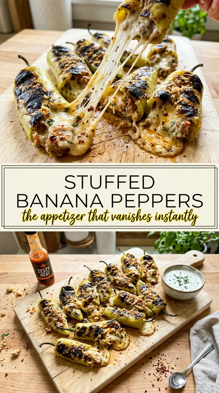 Grilled Stuffed Banana Peppers smoky creamy cheesy