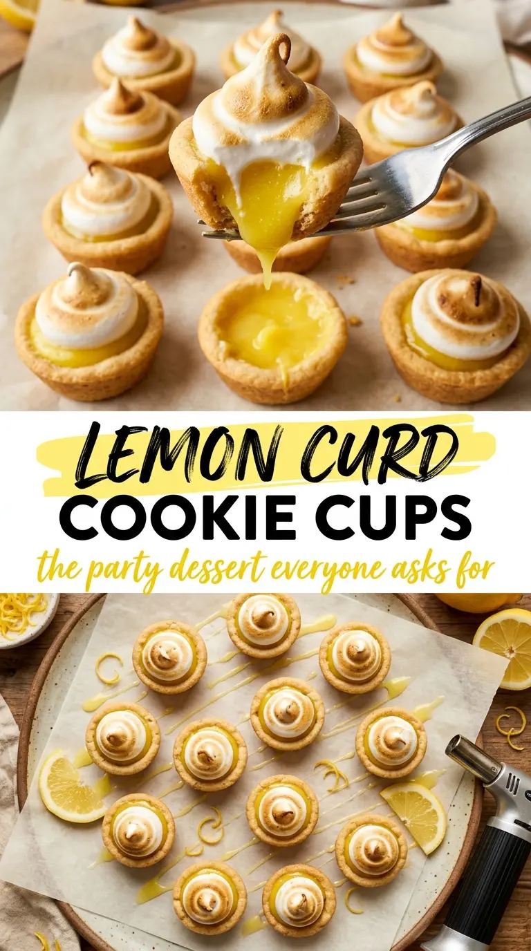 Lemon curd cookie cups bright tart meringue