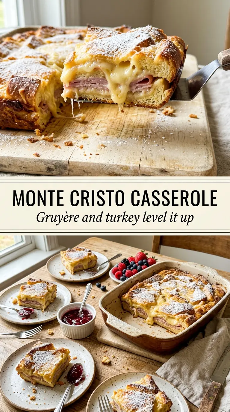 Monte Cristo Breakfast Casserole golden custardy brunch
