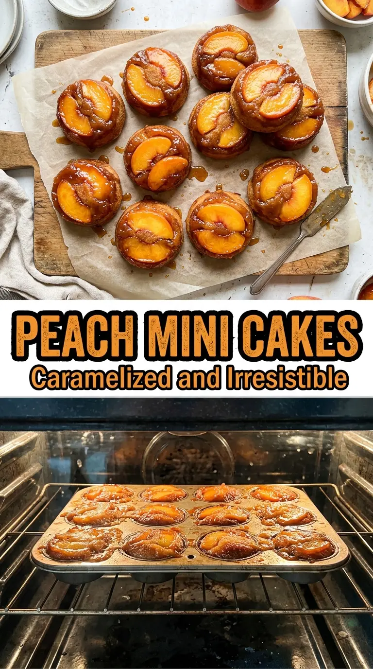 Peach Upside Down Mini Cakes cupcakes caramelized buttery ripe peaches