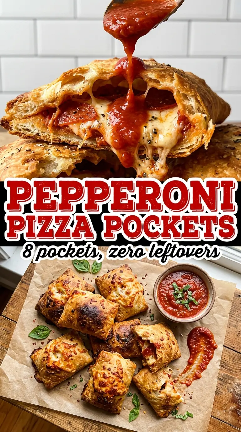 Pepperoni Pizza Pockets cheesy crimped golden