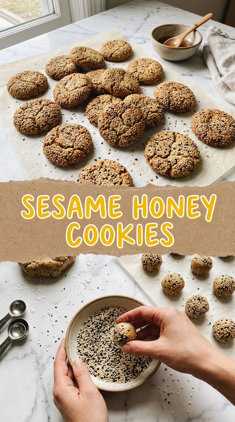 Sesame Honey Cookies toasted crunchy golden