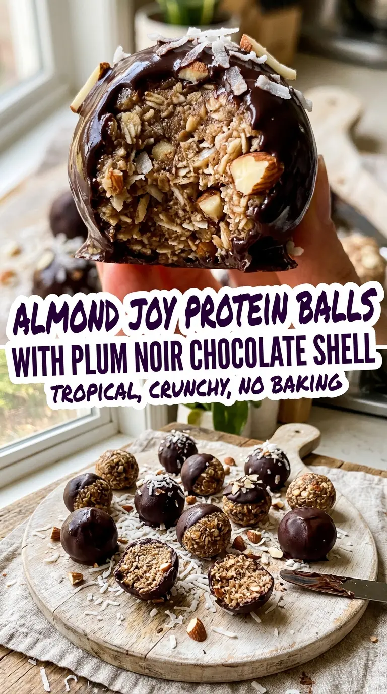 Almond Joy Protein Balls chewy coconut chocolate
