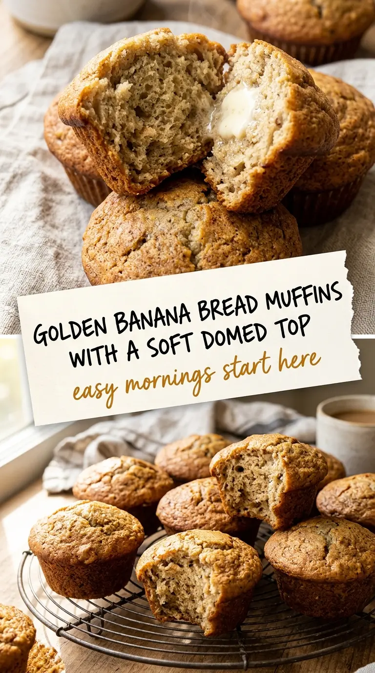 Banana bread muffins soft golden domed