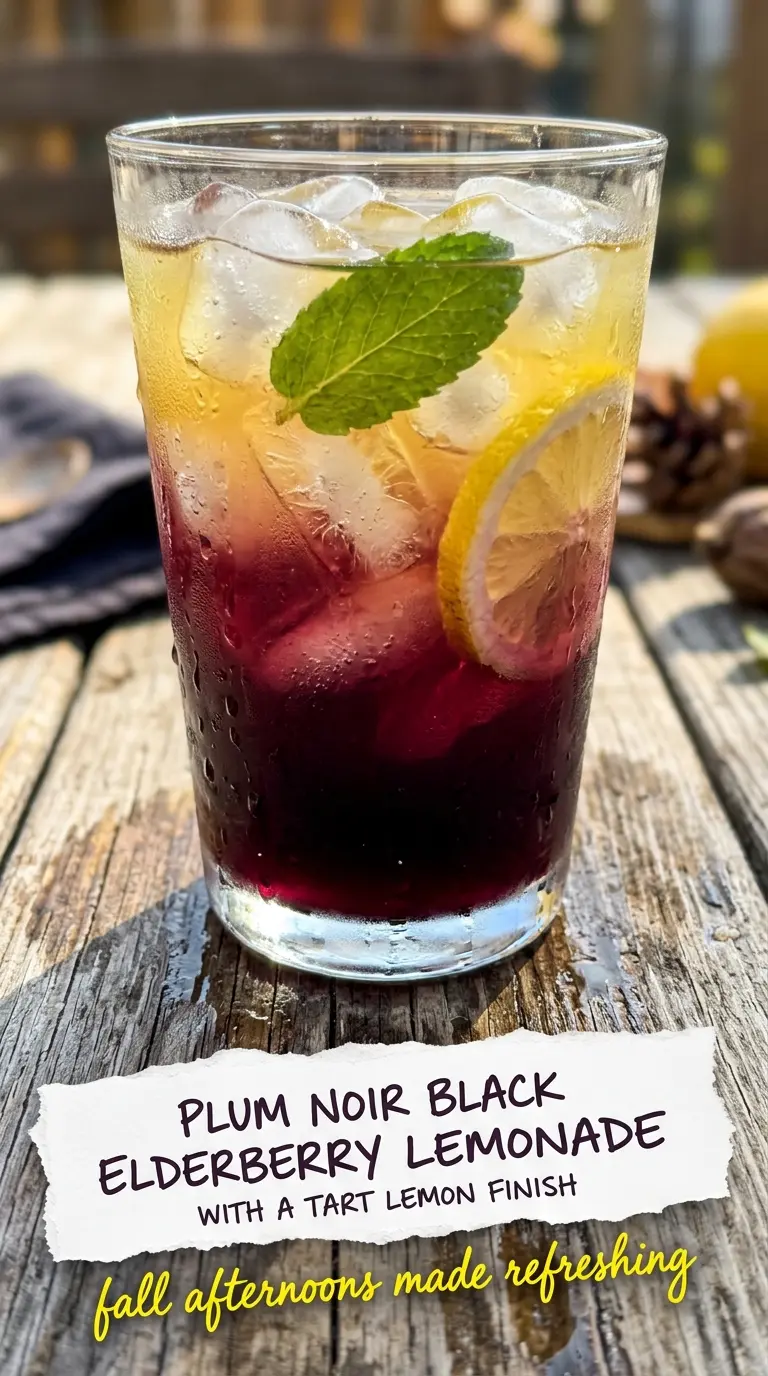 Black Elderberry Lemonade layered, tart, refreshing