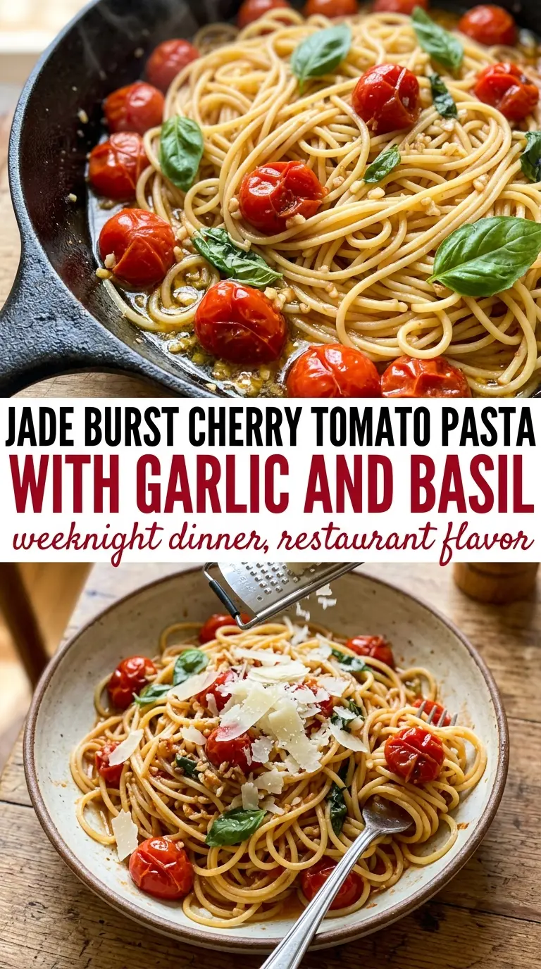 Burst Cherry Tomato Pasta With Garlic And Basil colorful glossy