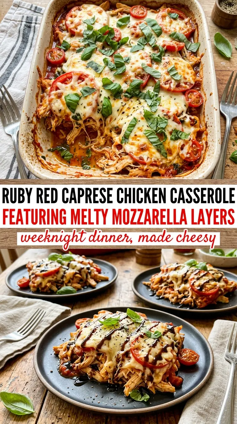 Caprese Chicken Casserole, cheesy, fresh, baked