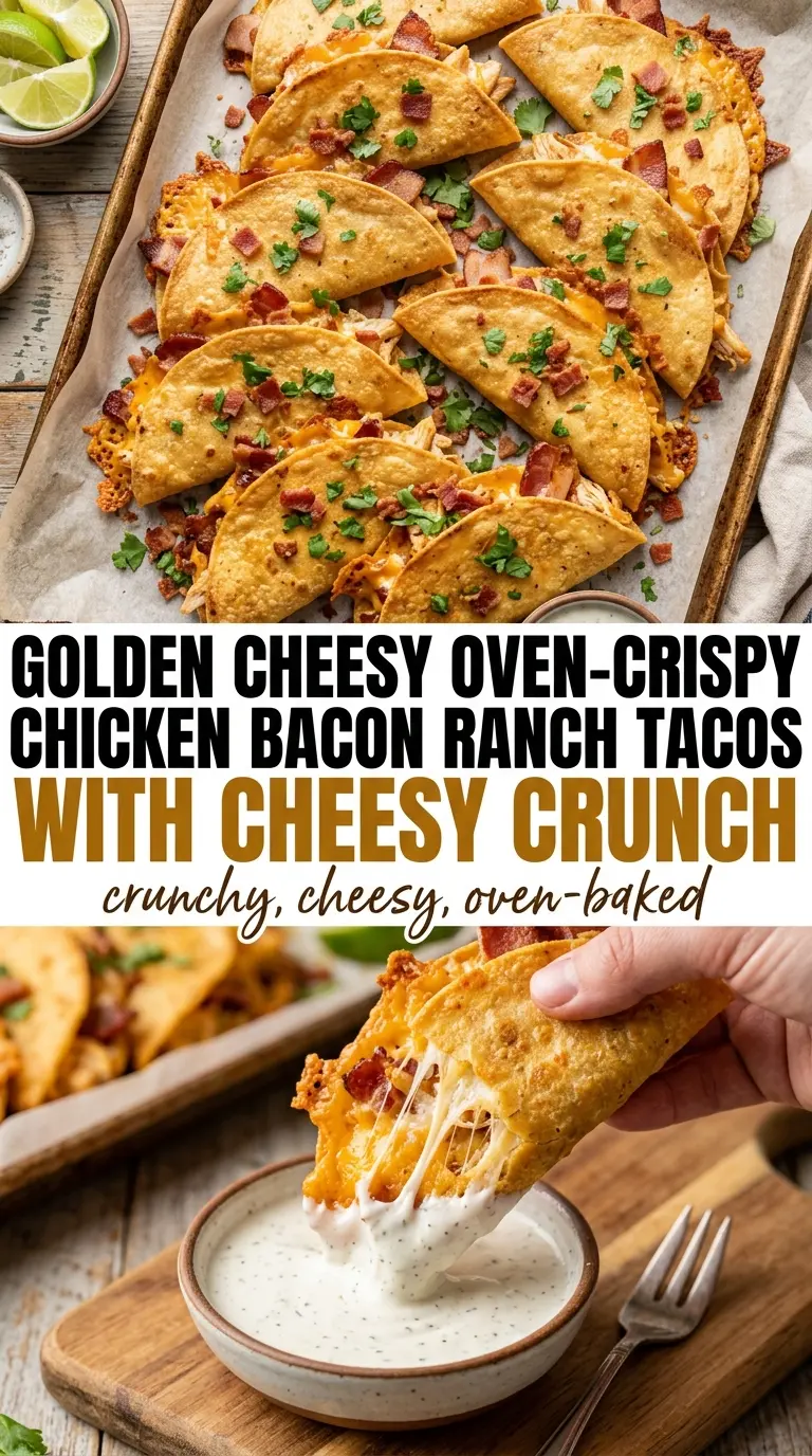 Cheesy Oven-Crispy Chicken Bacon Ranch Tacos crispy cheesy ranch