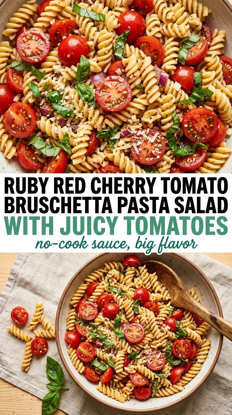 Cherry Tomato Bruschetta Pasta Salad juicy fresh herby